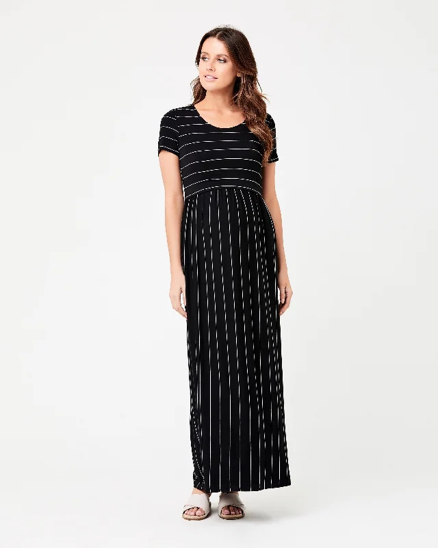 Maxi dresses with a ruched bodice for a more form - fitting and feminine shapeMaxi Crop Top Nursing Dress Black / Flint Maxi dresses with a ruched bodice for a more form - fitting and feminine shapeMaxi Crop Top Nursing Dress Black / Flint
