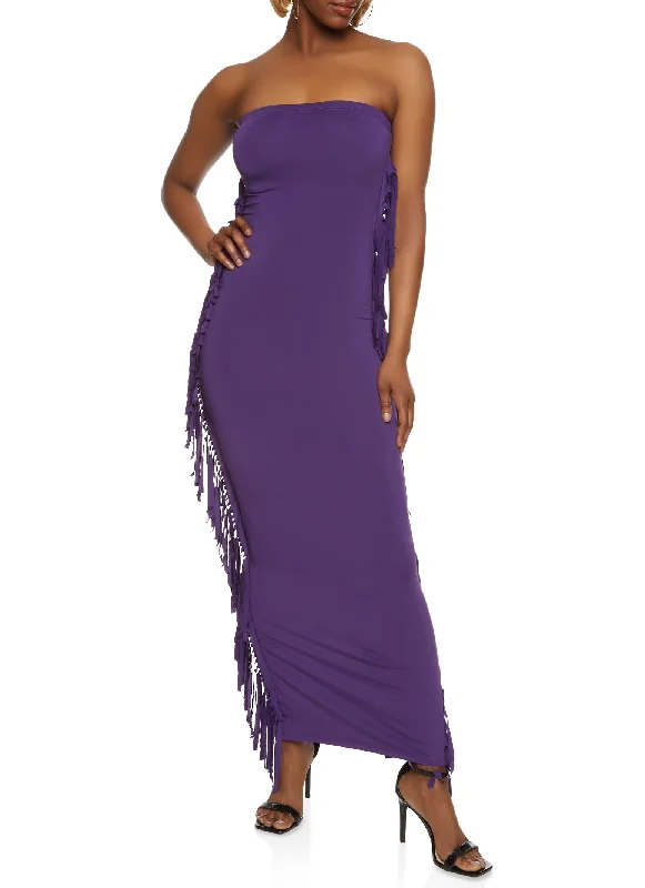 Maxi dresses with a wrap - around style for a customizable fitDaisy Fringe Side Maxi Tube Dress Maxi dresses with a wrap - around style for a customizable fitDaisy Fringe Side Maxi Tube Dress