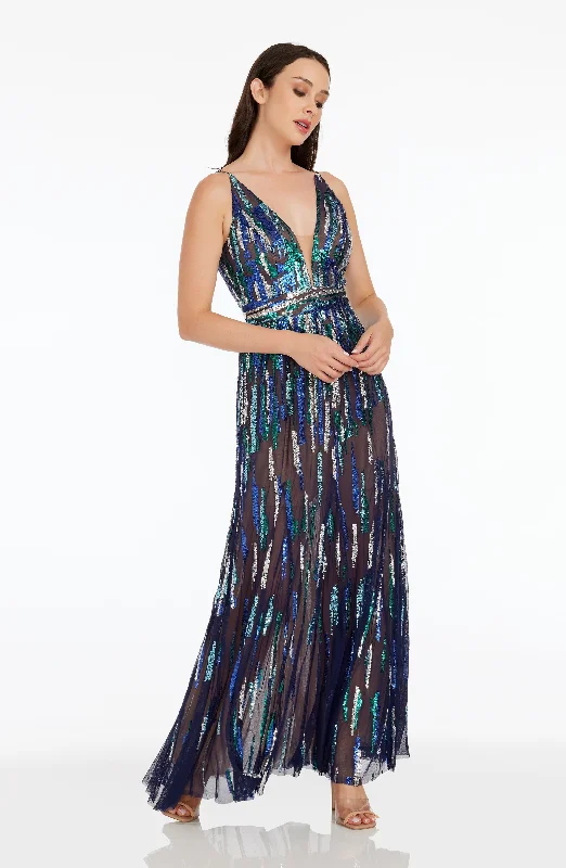 Polyester maxi dresses for easy - care and durabilitySamira Sequin Gown