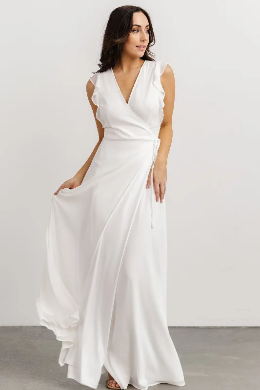 Maxi dresses with an empire waist for a flattering fit on all body typesSaya Wrap Maxi Dress | Off-White Maxi dresses with an empire waist for a flattering fit on all body typesSaya Wrap Maxi Dress | Off-White