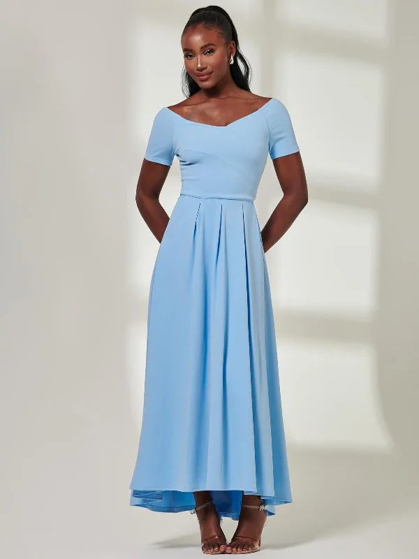 Maxi dresses with a belted empire waist for a more defined and flattering silhouetteYana Off Shoulder Scuba Maxi Dress, Blue Maxi dresses with a belted empire waist for a more defined and flattering silhouetteYana Off Shoulder Scuba Maxi Dress, Blue
