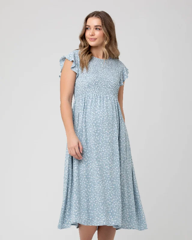 Sleeveless midi dresses with lace details for summer weddingsAva Shirred Dress Petrol / White Sleeveless midi dresses with lace details for summer weddingsAva Shirred Dress Petrol / White