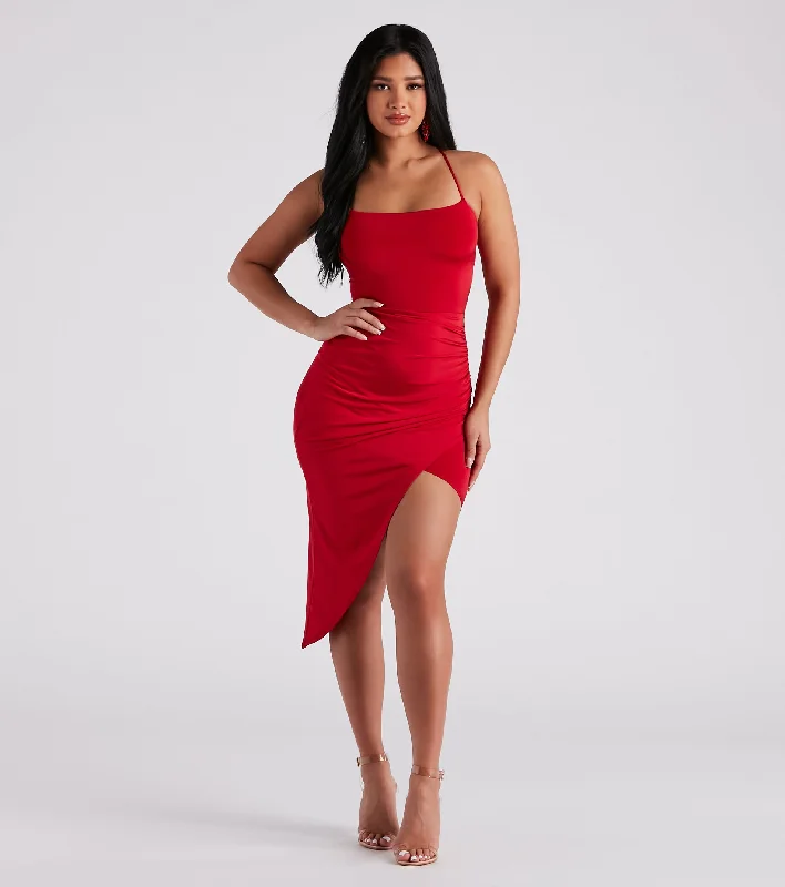 High - low midi dresses with geometric patterns for a modern partyCandlelit Dinner Lace-Up Midi Dress High - low midi dresses with geometric patterns for a modern partyCandlelit Dinner Lace-Up Midi Dress