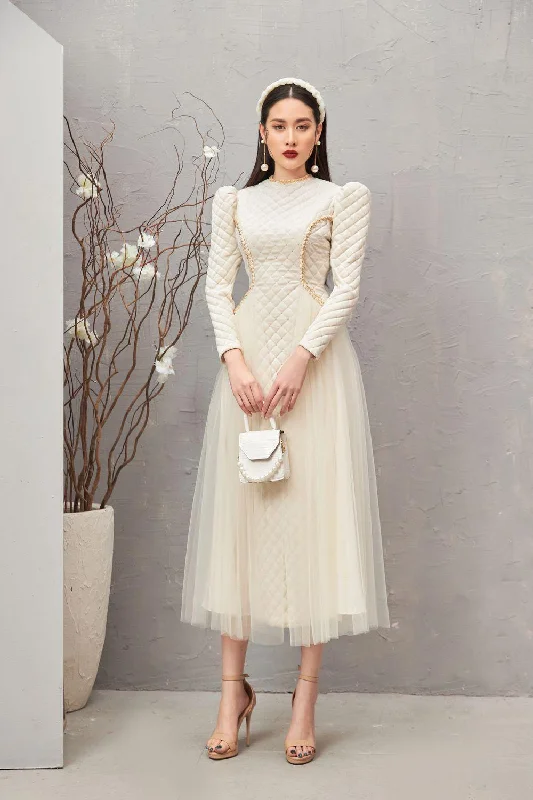 Midi dresses with cold - shoulder cutouts for a trendy styleClara Fit and Flare Round Neck Velvet Midi Dress Midi dresses with cold - shoulder cutouts for a trendy styleClara Fit and Flare Round Neck Velvet Midi Dress