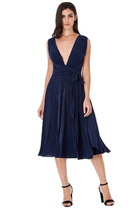 Midi dresses with asymmetric hems for a fashion - forward and dynamic appearanceGoddiva Soft Touch Multi Way Open Back Midi Dress - Navy Midi dresses with asymmetric hems for a fashion - forward and dynamic appearanceGoddiva Soft Touch Multi Way Open Back Midi Dress - Navy