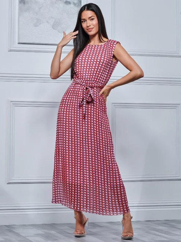 Midi dresses with denim fabric for a casual yet stylish day outHeart Print Pleated Chiffon Maxi Dress, Pink Multi Midi dresses with denim fabric for a casual yet stylish day outHeart Print Pleated Chiffon Maxi Dress, Pink Multi