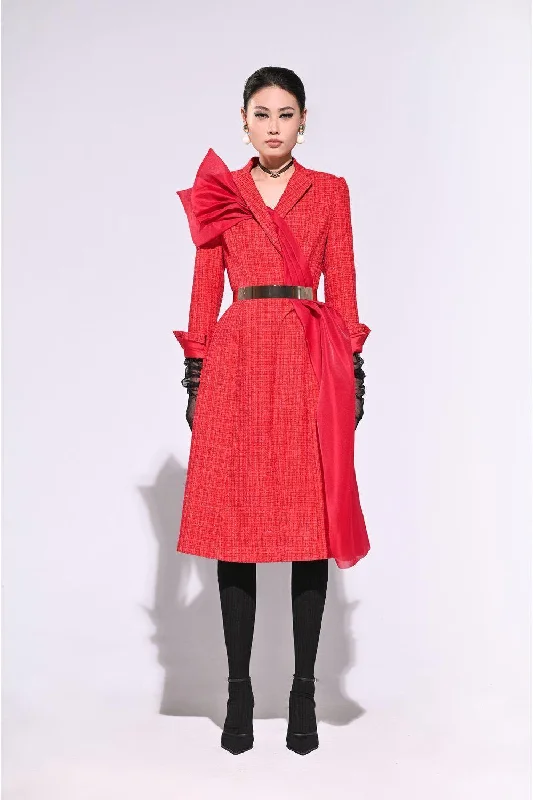 Midi dresses with printed lining for a hidden and stylish detailHirsch A-line Cuff Sleeved Tweed Midi Dress Midi dresses with printed lining for a hidden and stylish detailHirsch A-line Cuff Sleeved Tweed Midi Dress