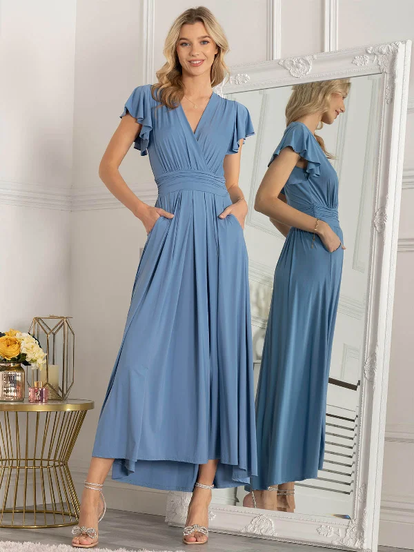 Midi dresses with lace - up fronts for a unique and adjustable styleJolie Moi Airene Cap Sleeve Maxi Dress, Steel Blue Midi dresses with lace - up fronts for a unique and adjustable styleJolie Moi Airene Cap Sleeve Maxi Dress, Steel Blue