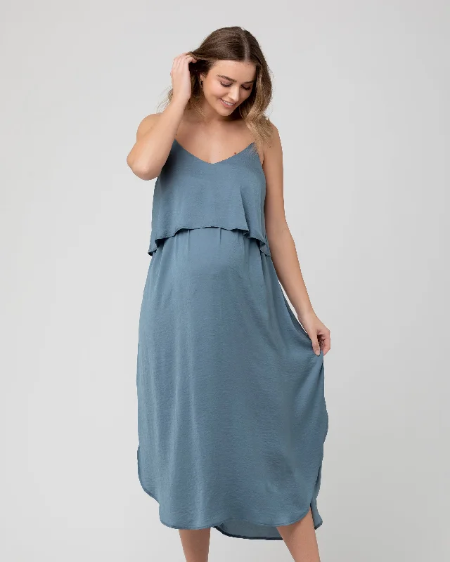 Midi dresses with pom - pom trims for a playful and festive lookNursing Slip Dress Petrol