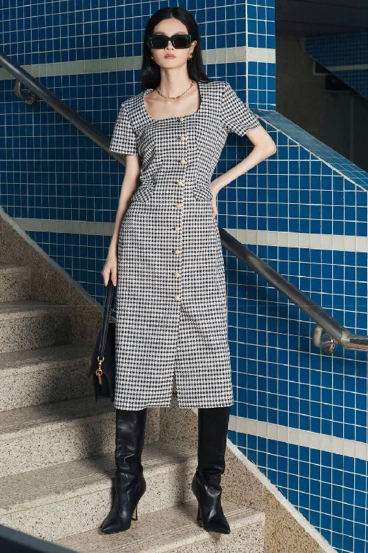 Midi dresses with one - shoulder designs for a modern and asymmetric stylePronce Sheath Button Tweed Midi Dress Midi dresses with one - shoulder designs for a modern and asymmetric stylePronce Sheath Button Tweed Midi Dress