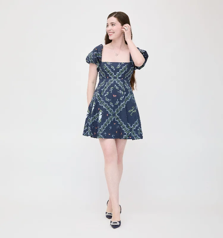 Midi dresses with off - the - shoulder necklines for a flirty lookThe Matilda Mini Dress - Navy Floral Patchwork Midi dresses with off - the - shoulder necklines for a flirty lookThe Matilda Mini Dress - Navy Floral Patchwork