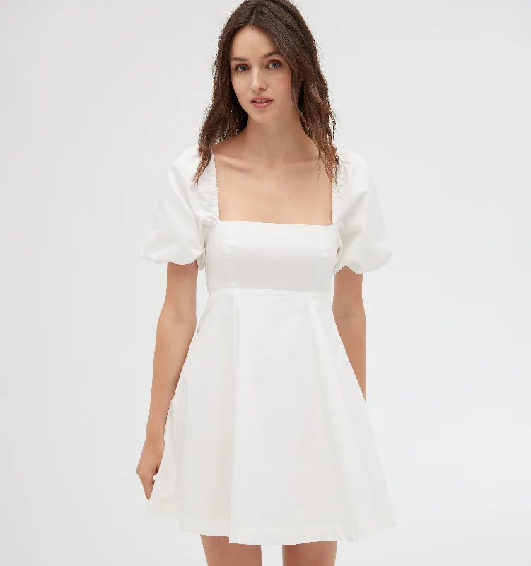 Plaid midi dresses for a fall - themed family gatheringThe Matilda Mini Dress - White