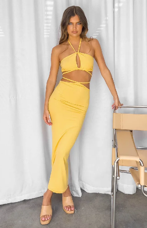 Midi dresses with fringe details for a fun and energetic styleWhatever Your Mood Yellow Midi Dress Midi dresses with fringe details for a fun and energetic styleWhatever Your Mood Yellow Midi Dress