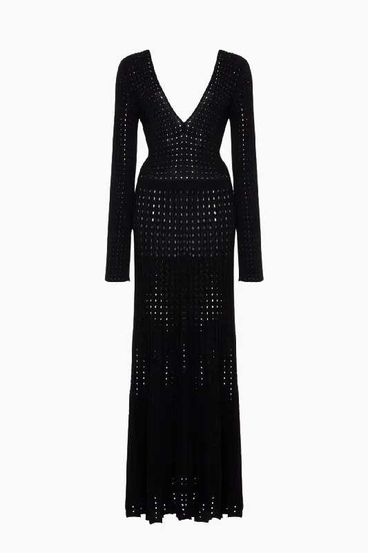 A.W.A.K.E Mode Perforated Knit Dress - Black