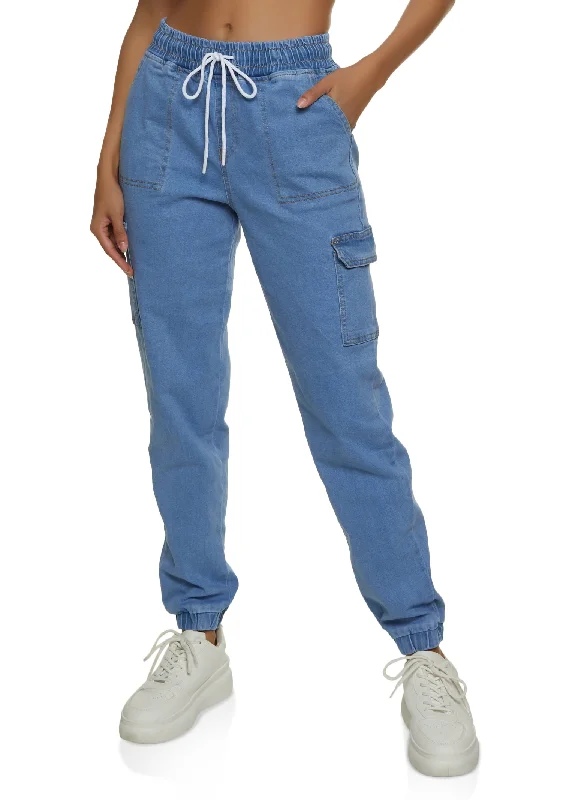Button - fly women jeans with a traditional touchWAX Denim Joggers