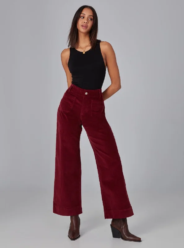 Women's unisex - style casual pants Ripped women jeans for a rebellious and fashion - forward style COLETTE-MC High Rise Wide Leg Jeans - Merlot Corduroy Women's unisex - style casual pants Ripped women jeans for a rebellious and fashion - forward style COLETTE-MC High Rise Wide Leg Jeans - Merlot Corduroy