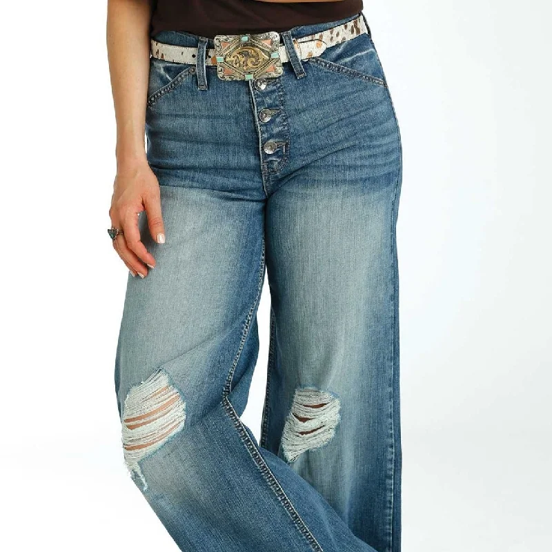 Women's tassel - adorned boho pants Embellished women jeans with studs or rhinestones for a glamorous touch Cruel Women's Destructed High Rise Skylar Wide Leg in Medium Stone Wash Women's tassel - adorned boho pants Embellished women jeans with studs or rhinestones for a glamorous touch Cruel Women's Destructed High Rise Skylar Wide Leg in Medium Stone Wash