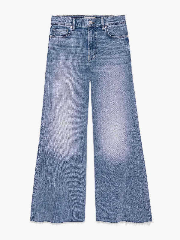 Women's ruffled hem dress pants Cargo women jeans with multiple pockets for added functionality Le Palazzo Crop Raw Fray