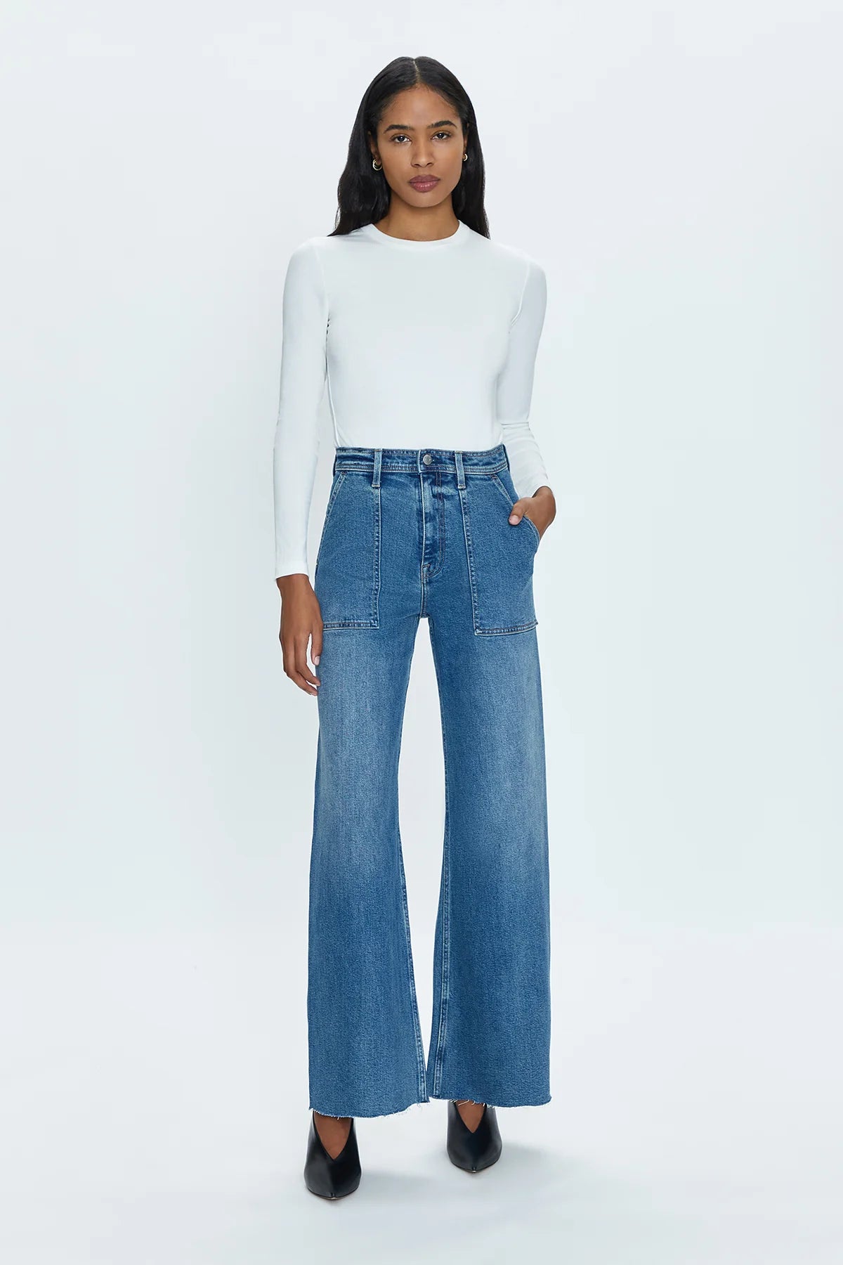 Women's button - fly jeans pants Wide - leg women jeans for a modern and relaxed vibe Penny High Rise Utility Women's button - fly jeans pants Wide - leg women jeans for a modern and relaxed vibe Penny High Rise Utility
