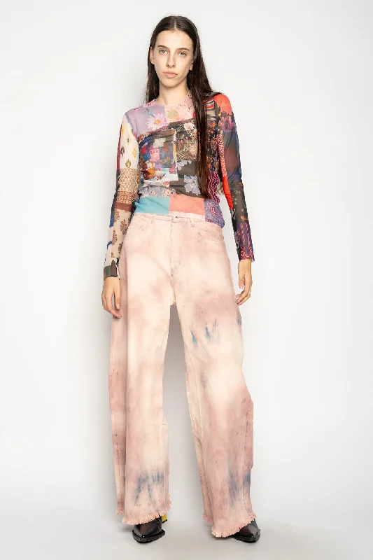 Women's cotton jogger pants Acid - wash women jeans with a retro finish PINK TIE DYE BOYFRIEND TROUSERS Women's cotton jogger pants Acid - wash women jeans with a retro finish PINK TIE DYE BOYFRIEND TROUSERS