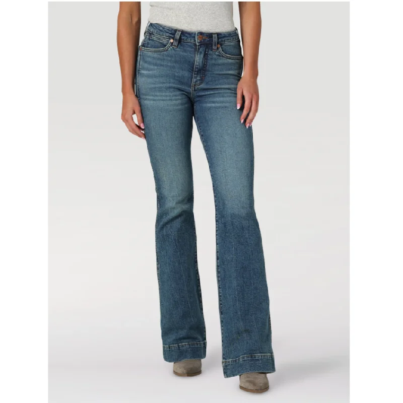 Women's long - sleeve jumpsuit pants Straight - leg women jeans with a classic and timeless appeal Wrangler Retro Women's Premium High Rise Trouser in Briley Women's long - sleeve jumpsuit pants Straight - leg women jeans with a classic and timeless appeal Wrangler Retro Women's Premium High Rise Trouser in Briley