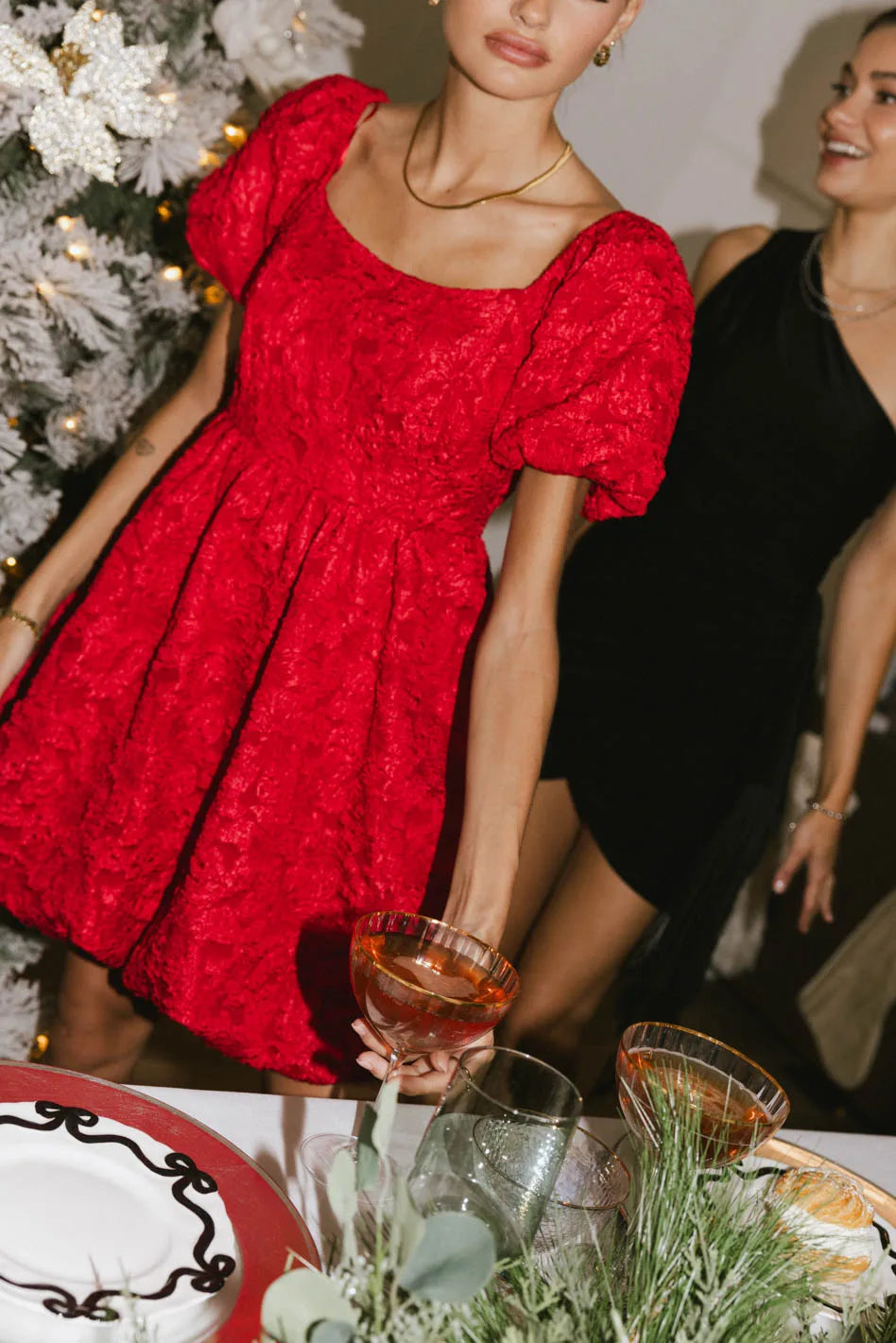 Aisling Bubble Mini Dress in Red