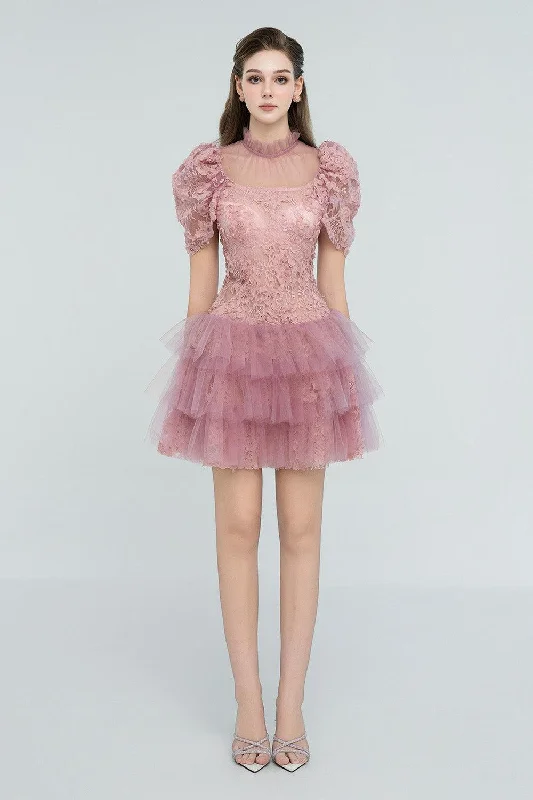 Mini dresses with cut - out details for a trendy lookAnastasia A-line Ruffle Layer Mesh Lace Mini Dress Mini dresses with cut - out details for a trendy lookAnastasia A-line Ruffle Layer Mesh Lace Mini Dress