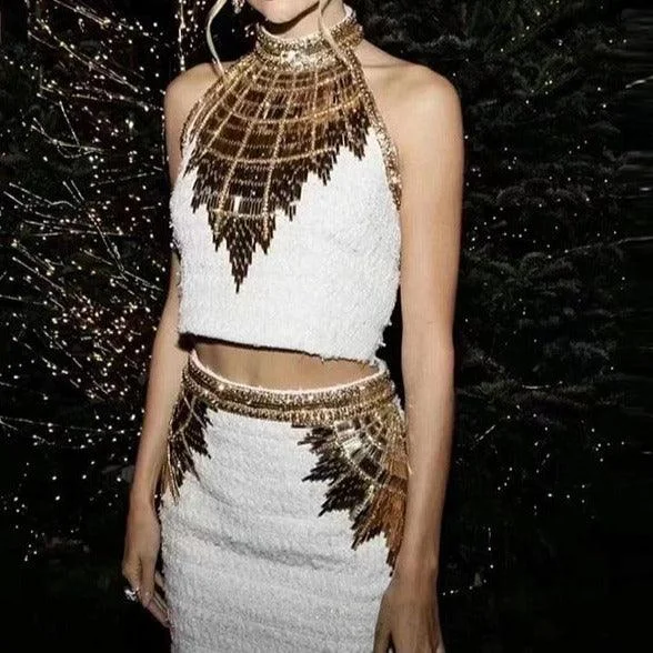 Metallic mini dresses for a glamorous eventKittenAlarm - Anna Sleeveless Mock Neck Golden Sequin Knitted Mini Dress Metallic mini dresses for a glamorous eventKittenAlarm - Anna Sleeveless Mock Neck Golden Sequin Knitted Mini Dress