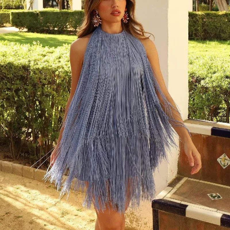 Cotton mini dresses for a comfortable everyday optionKittenAlarm - Aylin Layered Fringed Flapper Mini Dress Cotton mini dresses for a comfortable everyday optionKittenAlarm - Aylin Layered Fringed Flapper Mini Dress