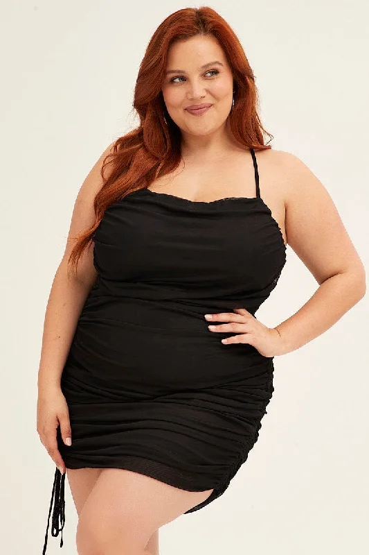 Mini dresses with tassel accents for a fun touchBlack Mini Dress Cross Back Ruched Bodycon Mesh Mini dresses with tassel accents for a fun touchBlack Mini Dress Cross Back Ruched Bodycon Mesh