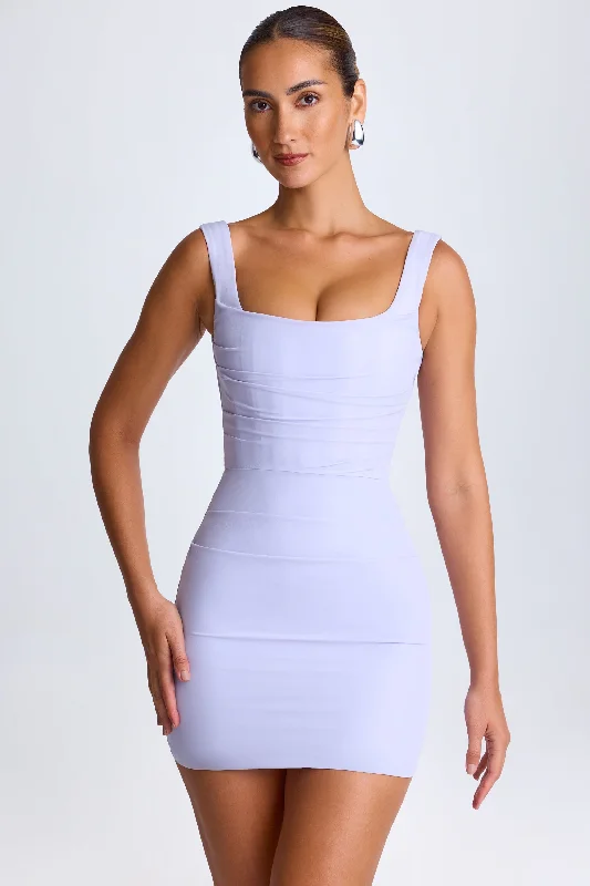 Cotton mini dresses for a comfortable everyday optionDraped Corset Mini Dress in Soft Lilac Cotton mini dresses for a comfortable everyday optionDraped Corset Mini Dress in Soft Lilac