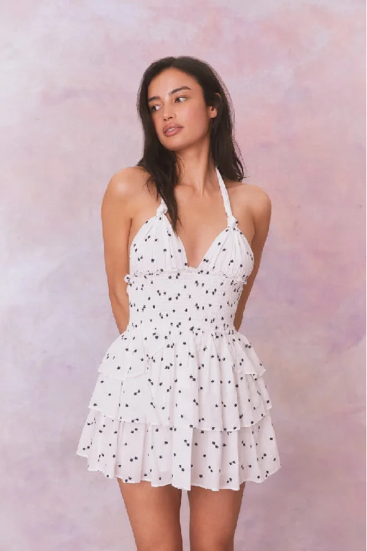 Mini dresses with polka dot patternsDeanna Star Print Cotton Halter Mini Dress