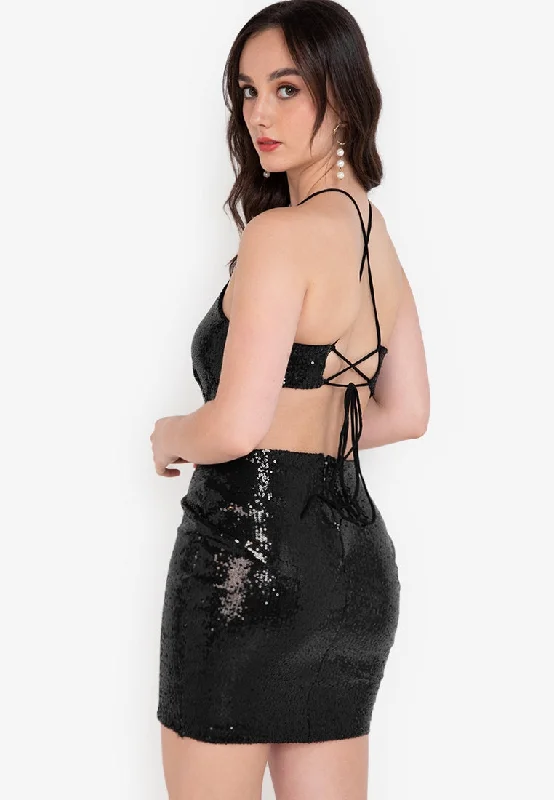 Mini dresses with asymmetric hems for a fashion - forward lookDrop A Glint