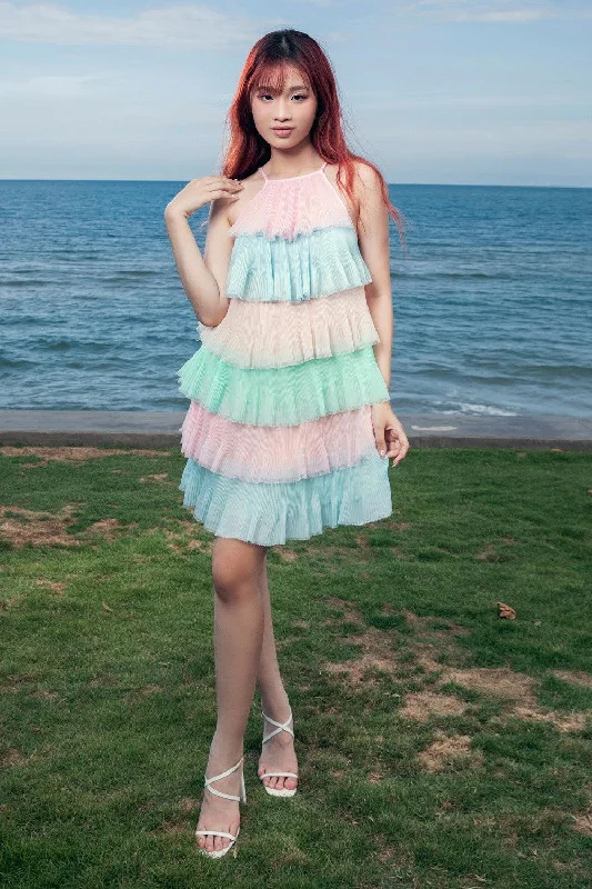 Mini dresses with asymmetric hems for a fashion - forward lookGertrude Layered Sleeveless Organza Voile Mini Dress Mini dresses with asymmetric hems for a fashion - forward lookGertrude Layered Sleeveless Organza Voile Mini Dress