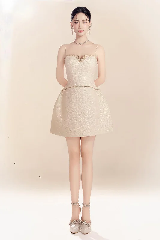 Mini dresses with tiered skirts for added volumeGoldea A-line Spaghetti Strap Organza Mini Dress Mini dresses with tiered skirts for added volumeGoldea A-line Spaghetti Strap Organza Mini Dress