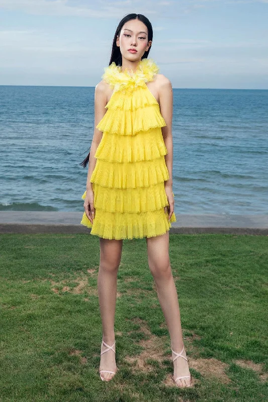 Sequined mini dresses for New Year's EveGwendolyn Layered Halter Neck Organza Voile Mini Dress Sequined mini dresses for New Year's EveGwendolyn Layered Halter Neck Organza Voile Mini Dress