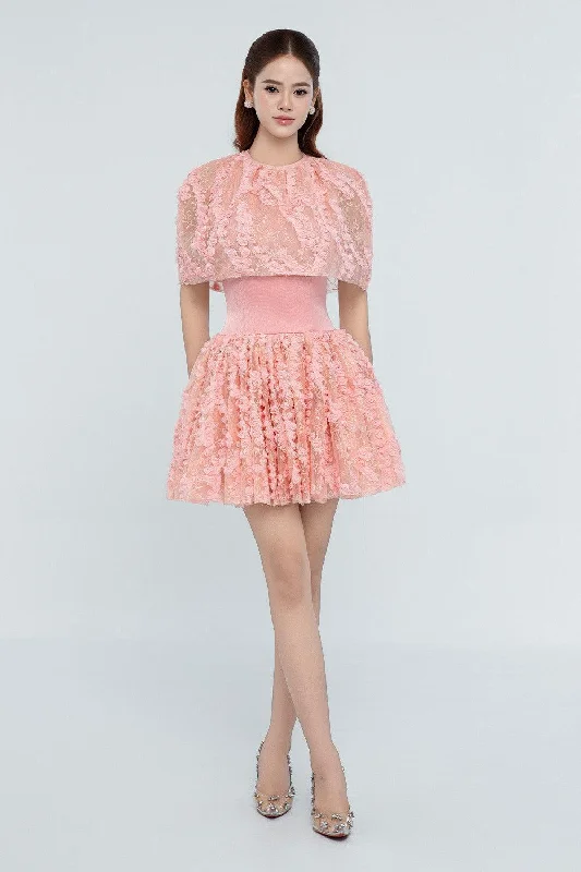 Mini dresses with empire waists for a flattering fitJordyn A-line Cape Shoulder Mesh Mini Dress Mini dresses with empire waists for a flattering fitJordyn A-line Cape Shoulder Mesh Mini Dress
