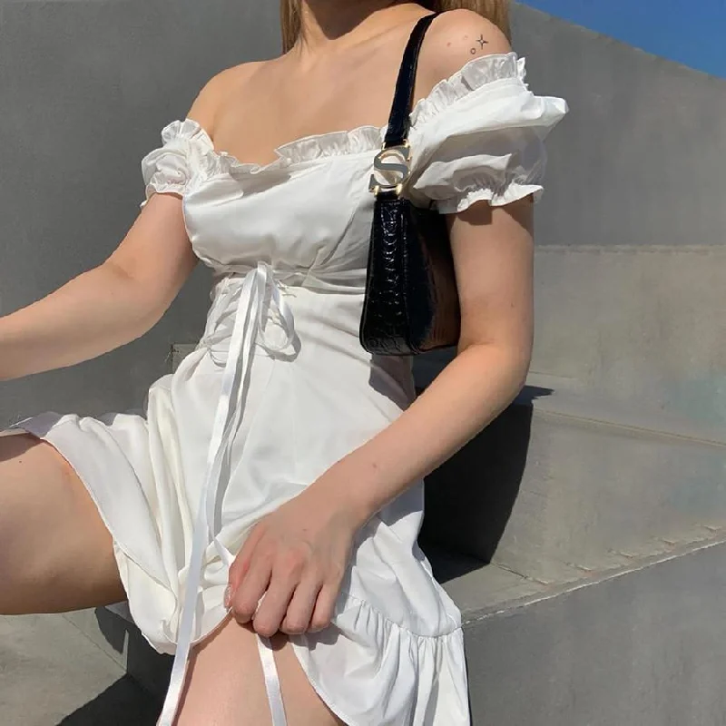 Leather mini dresses for a edgy styleFashionSierra - Fashion elegant bow white female mini dress Leather mini dresses for a edgy styleFashionSierra - Fashion elegant bow white female mini dress