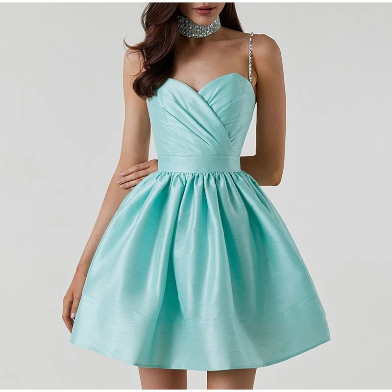 Mini dresses with halter necks for a stylish choiceFashionSierra - Rhinestone Slip Sleeveless Pleated Suspender Dress Mini dresses with halter necks for a stylish choiceFashionSierra - Rhinestone Slip Sleeveless Pleated Suspender Dress