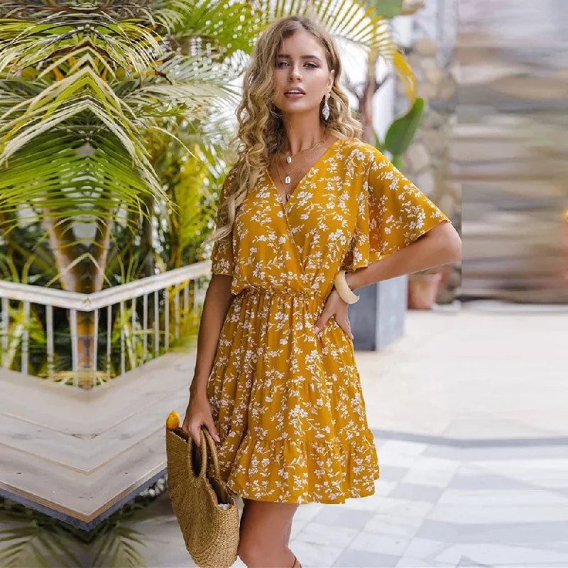 Mini dresses with side slits for a sexy appealFashionSierra - Floral Print Butterfly Sleeve Ruffles Party Beach Dress Mini dresses with side slits for a sexy appealFashionSierra - Floral Print Butterfly Sleeve Ruffles Party Beach Dress