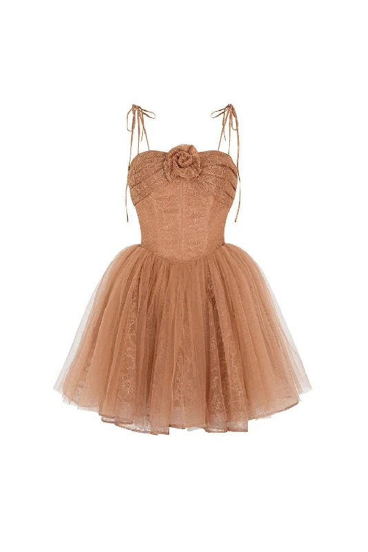 Mini dresses with asymmetric hems for a fashion - forward lookMarigold A-line Bow Tie Mesh Lace Mini Dress Mini dresses with asymmetric hems for a fashion - forward lookMarigold A-line Bow Tie Mesh Lace Mini Dress