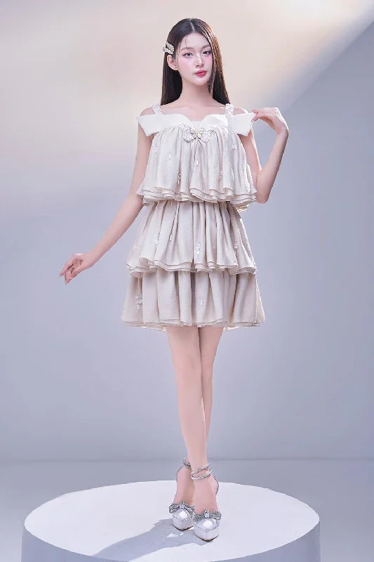 Mini dresses with V - necklines for a flattering shapeMonarch Layered Sleeveless Organza Mini Dress Mini dresses with V - necklines for a flattering shapeMonarch Layered Sleeveless Organza Mini Dress