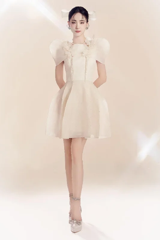 Mini dresses with high - low hems for a modern twistScentory A-line Puffy Sleeved Organza Mini Dress Mini dresses with high - low hems for a modern twistScentory A-line Puffy Sleeved Organza Mini Dress