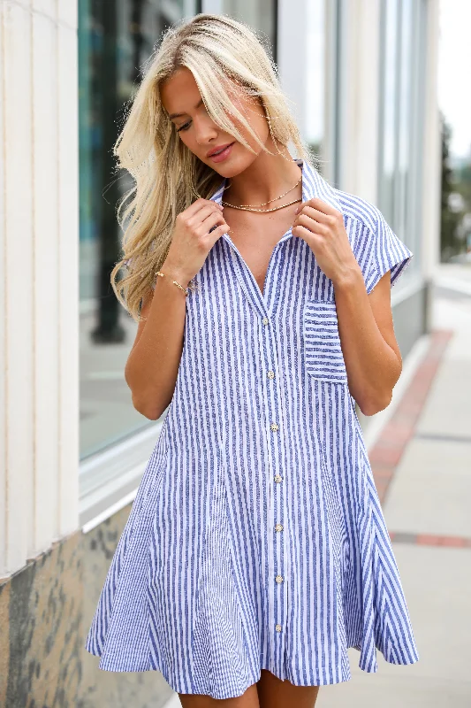 FINAL SALE - Summer Design Denim Striped Mini Dress