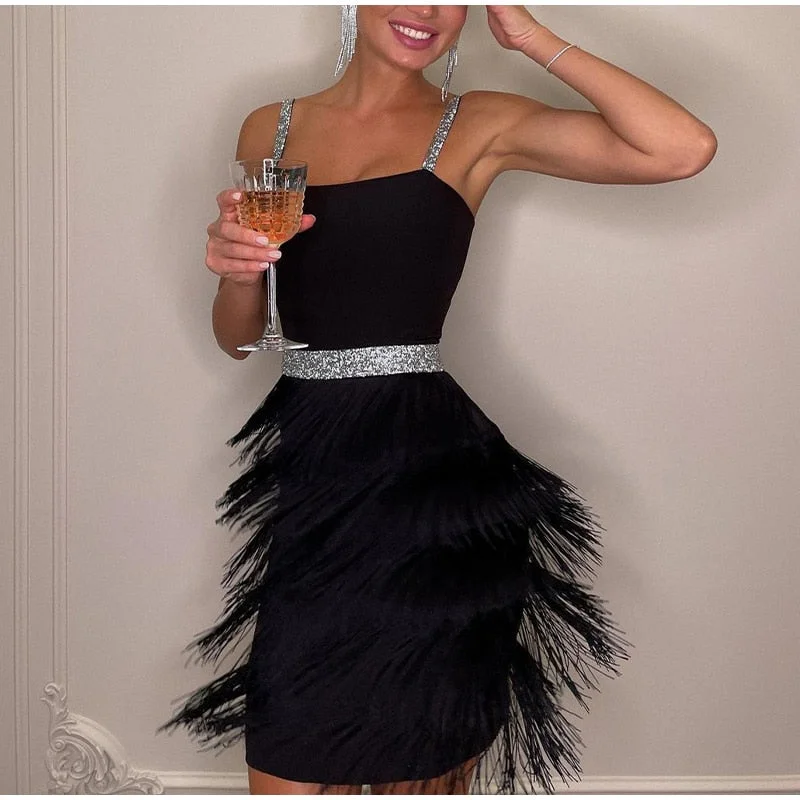 Mini dresses with keyhole necklinesFashionSierra - Off Shoulder Suspender Fringed Slim Dress Mini dresses with keyhole necklinesFashionSierra - Off Shoulder Suspender Fringed Slim Dress