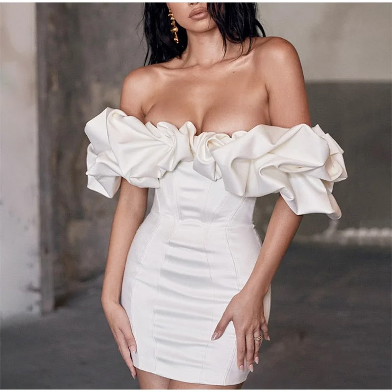 Mini dresses with patchwork designs for a unique styleFashionSierra - Solid Fishbone Off Shoulder Ruffled One-shoulder Mini Dress Mini dresses with patchwork designs for a unique styleFashionSierra - Solid Fishbone Off Shoulder Ruffled One-shoulder Mini Dress