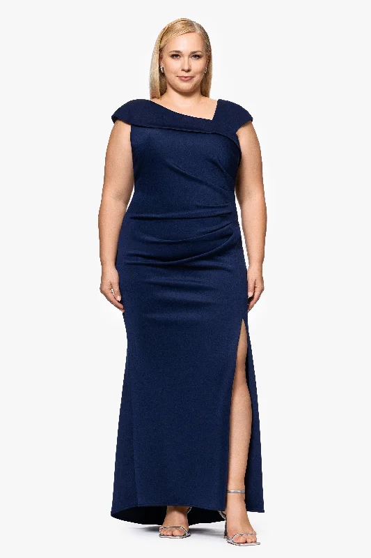 Asymmetric - hem cocktail dresses in a bold color for a fashion - forward lookPlus "Lenore " Long Asymmetrical Neckline Scuba Dress Asymmetric - hem cocktail dresses in a bold color for a fashion - forward lookPlus "Lenore " Long Asymmetrical Neckline Scuba Dress