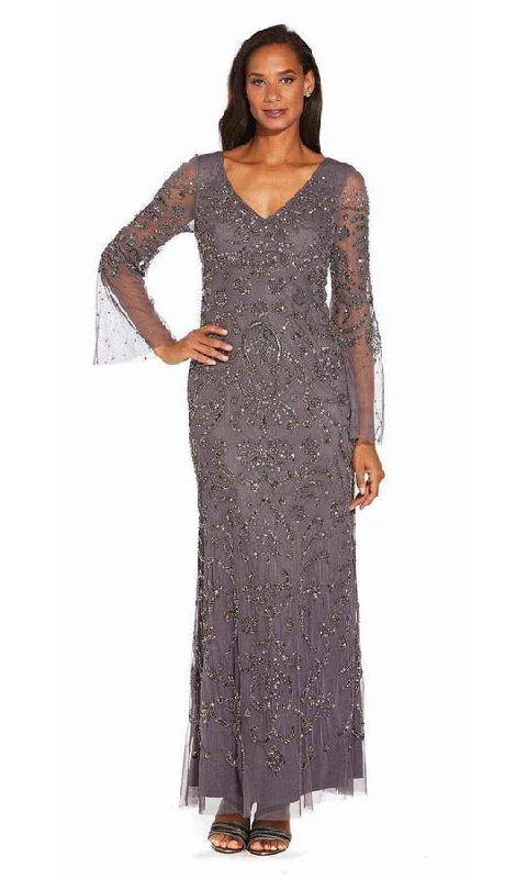 Wedding guest dresses with fringe accents for a bohemian - inspired weddingAdrianna Papell AP1E206204 Long Formal Mesh Dress