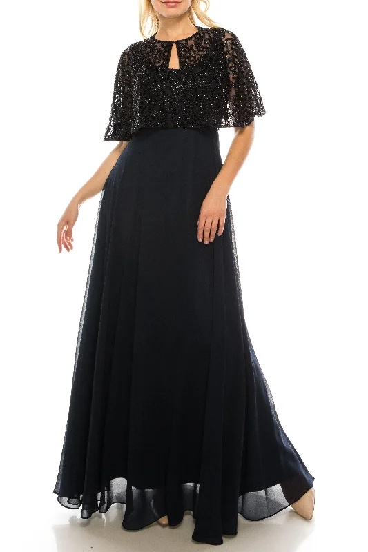 Plus - size bodycon dress for a flattering fitAidan Mattox Long Formal Beaded Evening Cape Dress Plus - size bodycon dress for a flattering fitAidan Mattox Long Formal Beaded Evening Cape Dress