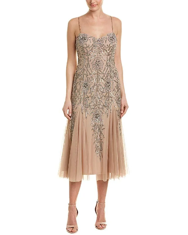 Asymmetric - hem cocktail dresses in a bold color for a fashion - forward lookAidan Mattox - MD1E202857 Sequined Spaghetti Strap Column Dress
